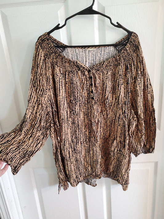 Brown & Black Blouse. Size 2XL. #68
