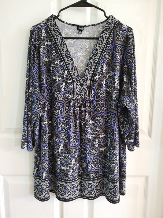Rafaella Black, Purple, & Grey Blouse. Size 3XL. #68