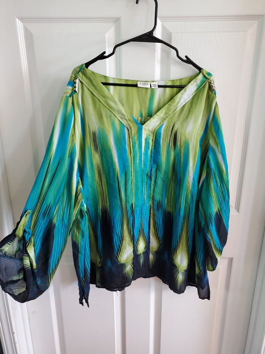 Cato Blue & Green Blouse. Size 3XL. #68