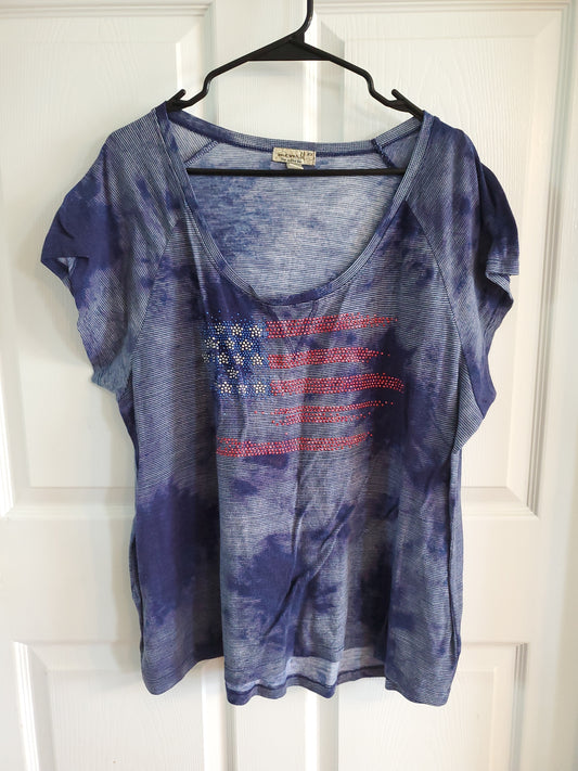 OneWorld Navy America Flag Shirt. Size 2XL. #68