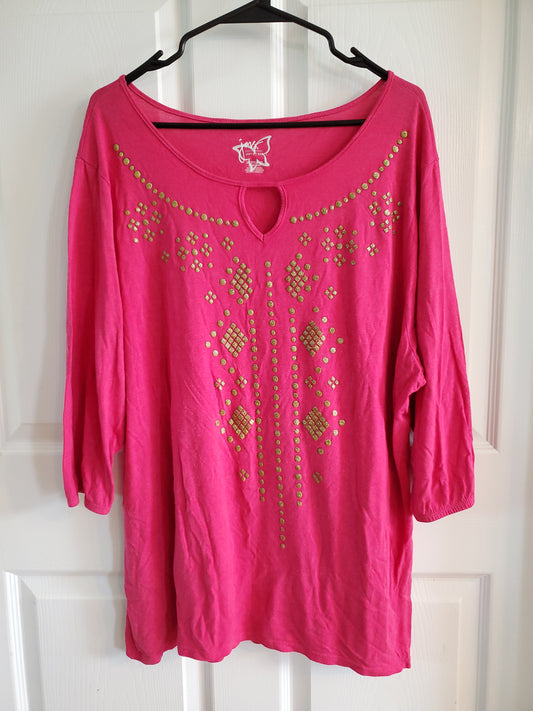 JMS Just My Size Pink & Gold Blouse. Size 3XL. #68
