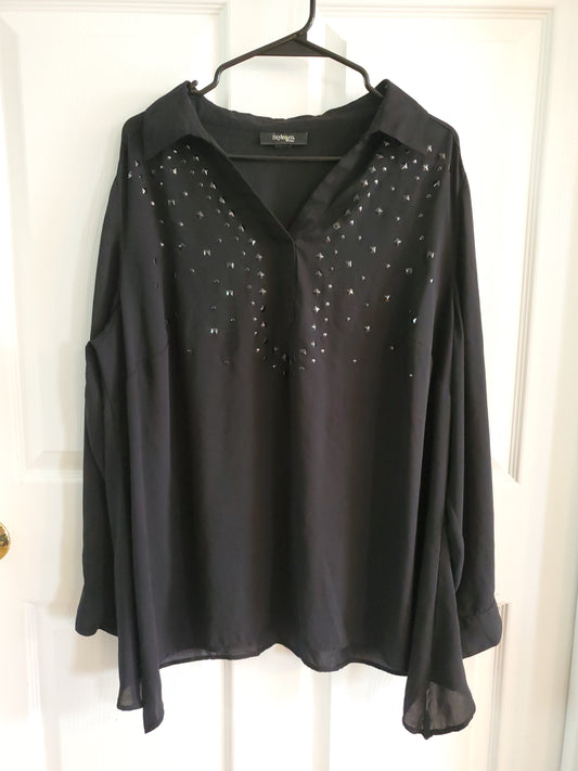 Style & Co. Black Studded Blouse. Size 2XL. #68