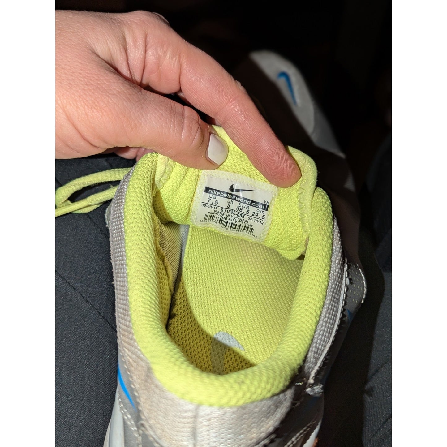 Nike Flex 2012 Run Women’s Size 7.5 Gray Blue Volt Running Shoes Sneakers 511331