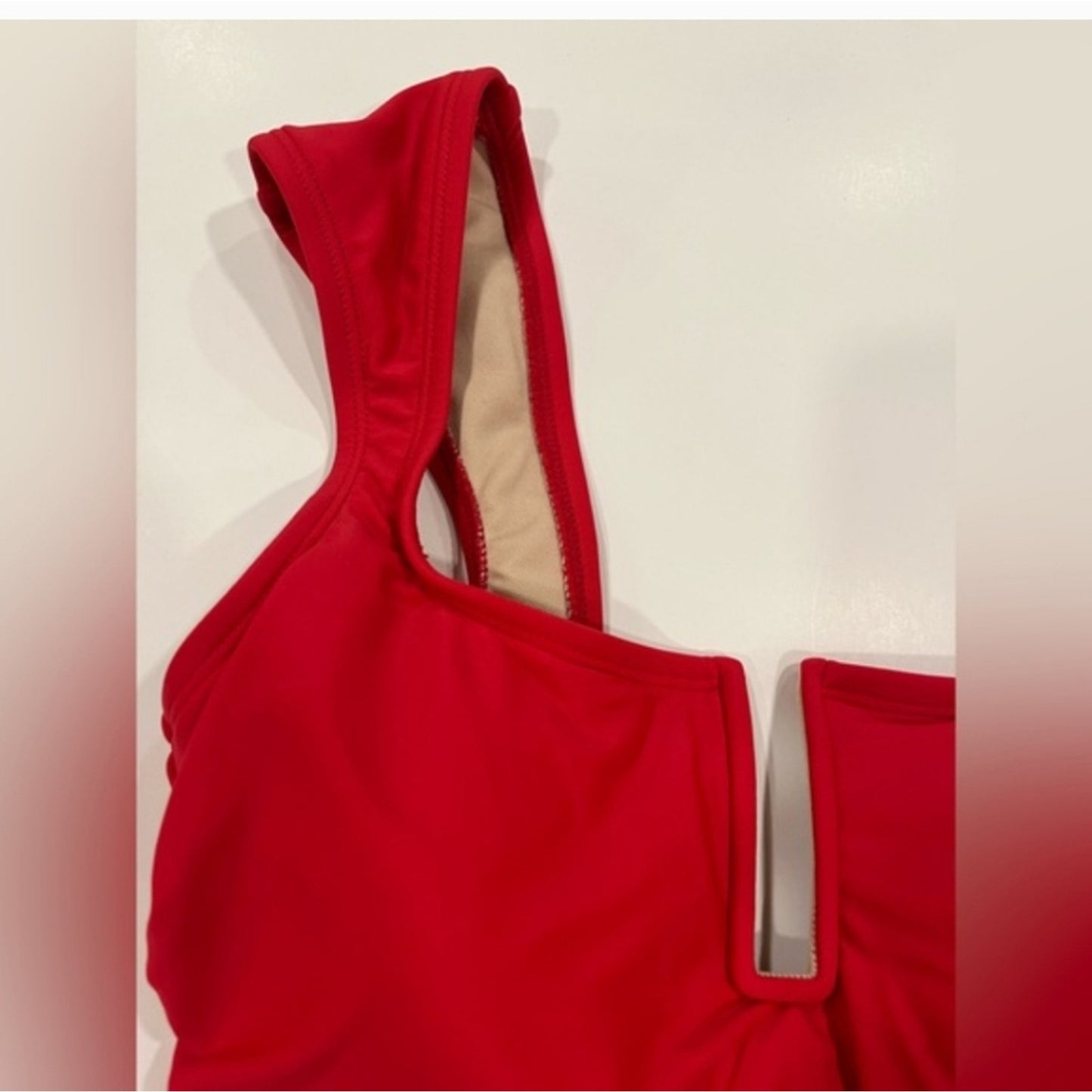 NWT Kona Sol Red One Piece Swimsuit Size M Square Neck Shelf Bra. Sz S #G32