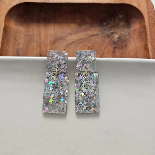 Ida Earrings - Silver Glitter - Scarlett's Riverside Boutique 