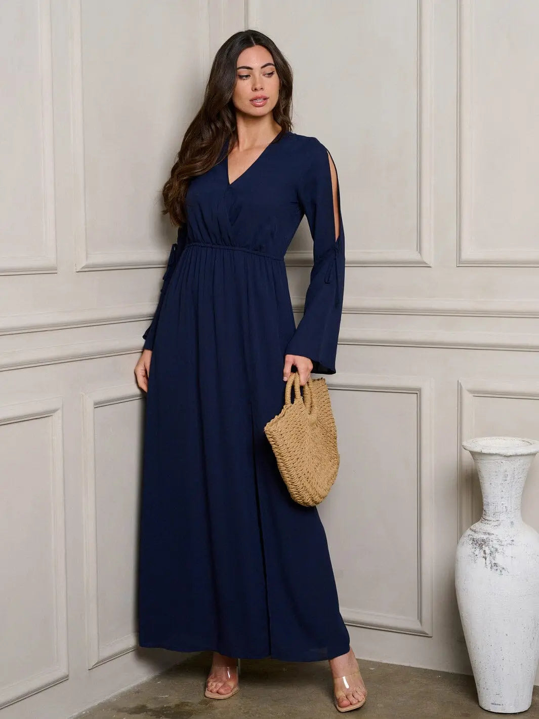 Navy Surplice Maxi Dress - Scarlett's Riverside Boutique 