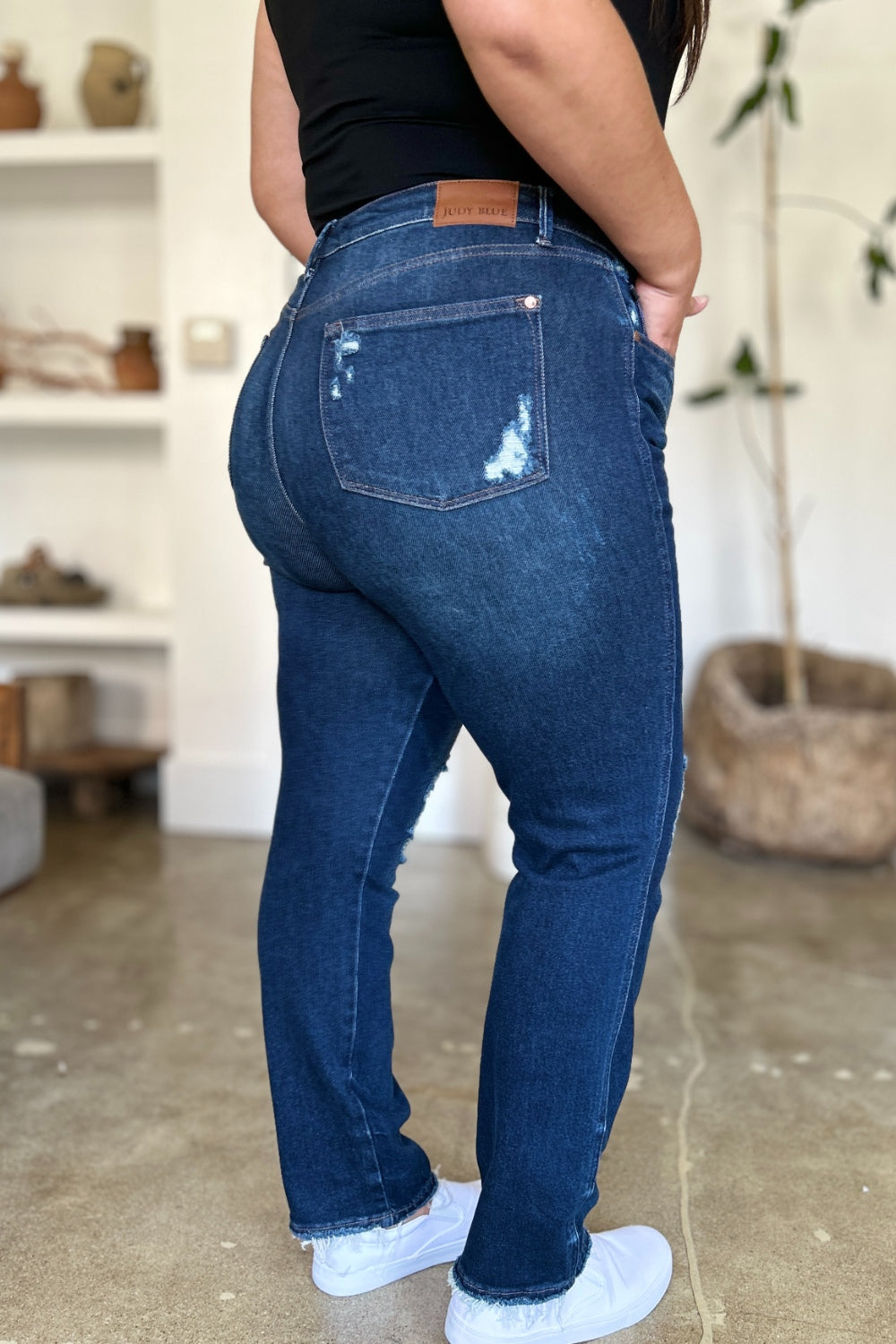 Judy Blue, High Waist destroyed denim jeans. Inseam 30" - Scarlett's Riverside Boutique 