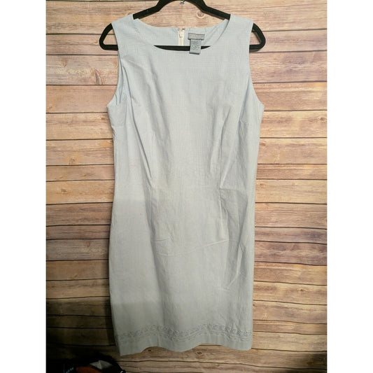 Collection by Cherbourg Women’s Size 16 Blue White Gingham Sleeveless Sheath Dre