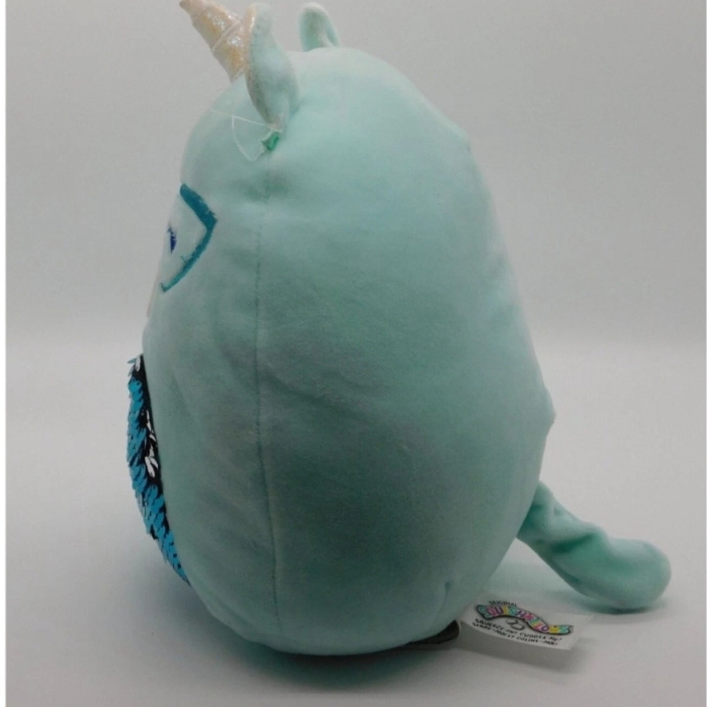 Squishmallows Unicorn Plush Aqua Blue Sequin Belly Glasses Stuffed Animal Cute K