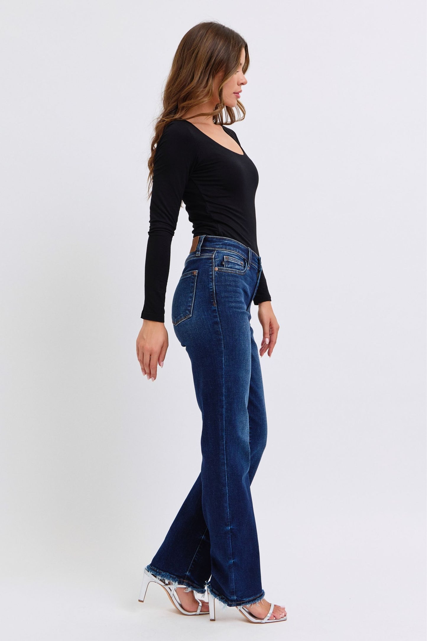 Judy Blue Full Size Raw Hem Straight Leg Jeans - Scarlett's Riverside Boutique 