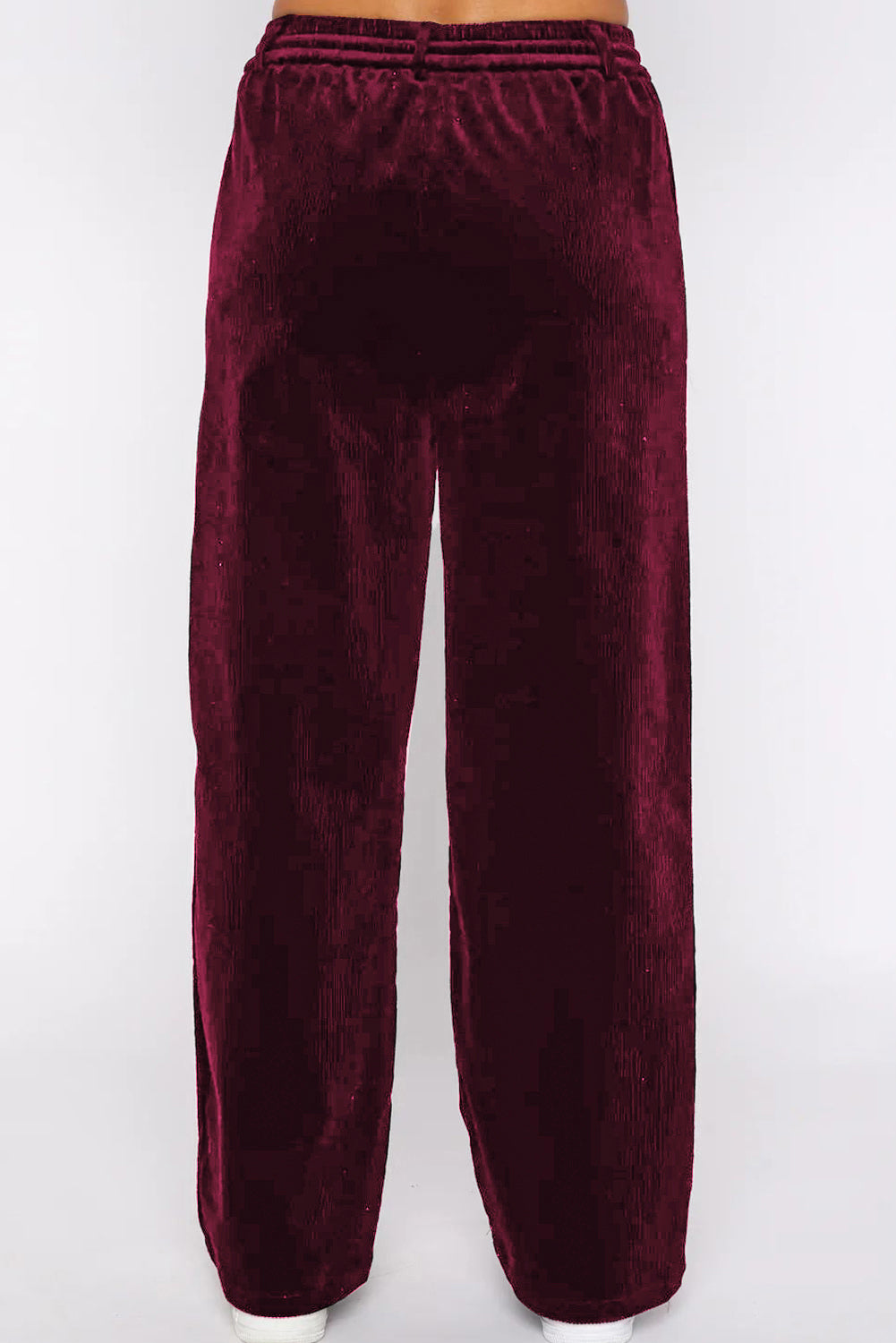 Burgundy Solid Drawstring Waist Wide Leg Pants - Scarlett's Riverside Boutique 