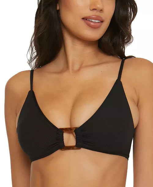 Becca Women's Modern Edge Convertible Ribbed Bikini Top Sz L #A74