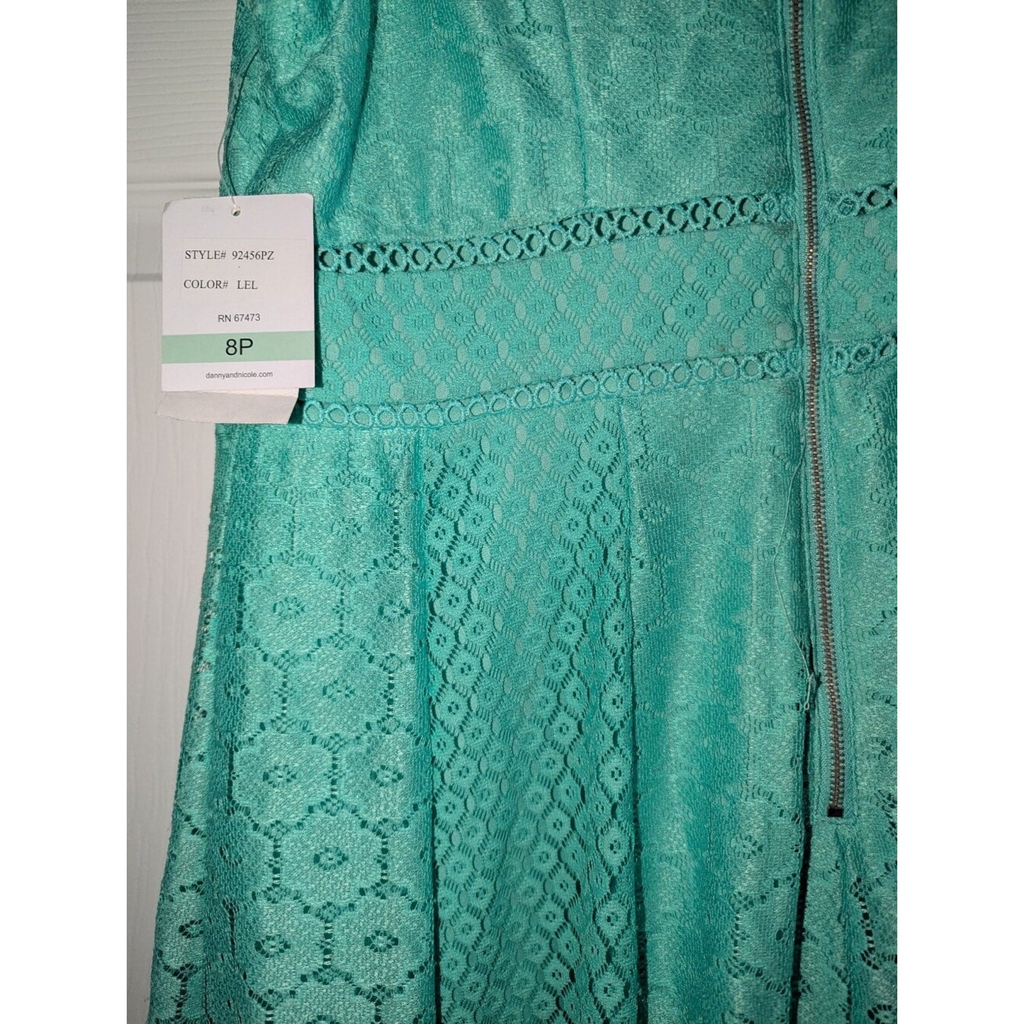 NWT Danny & Nicole Women’s 8P Mint Green Lace Fit & Flare Dress Sleeveless Petit