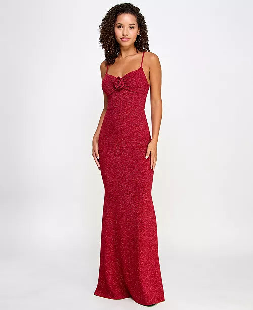 Nwts, Shimmer Elegant Red Evening Gown. Sz S #97