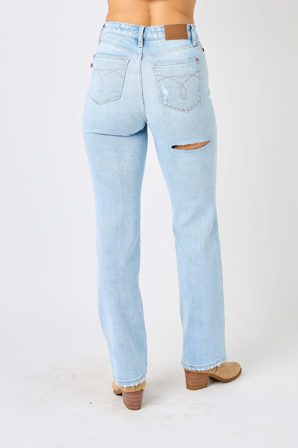 Judy Blue Full Size High Waist Distressed Straight Jeans - Scarlett's Riverside Boutique 