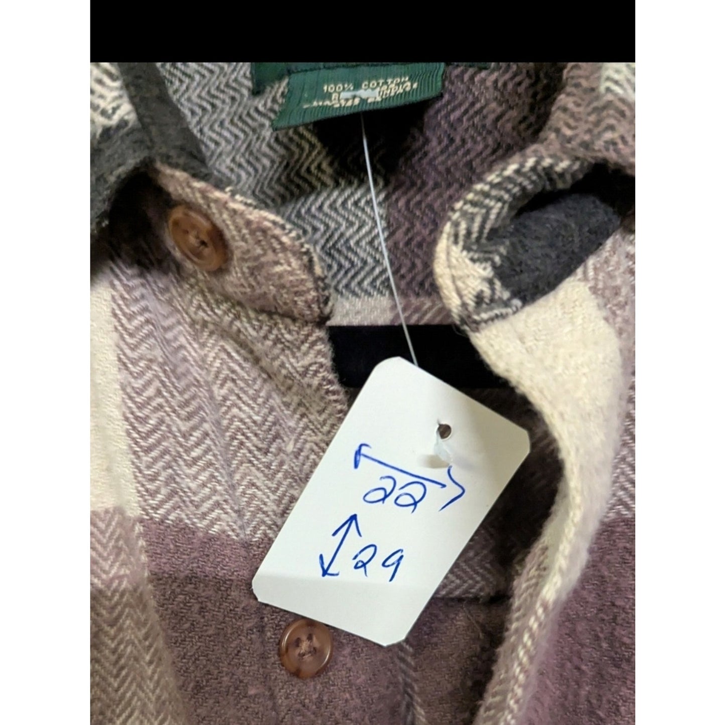 Bert Pulitzer Men’s Plaid Flannel Shirt Size M Brown Gray Button Front 100% Cott