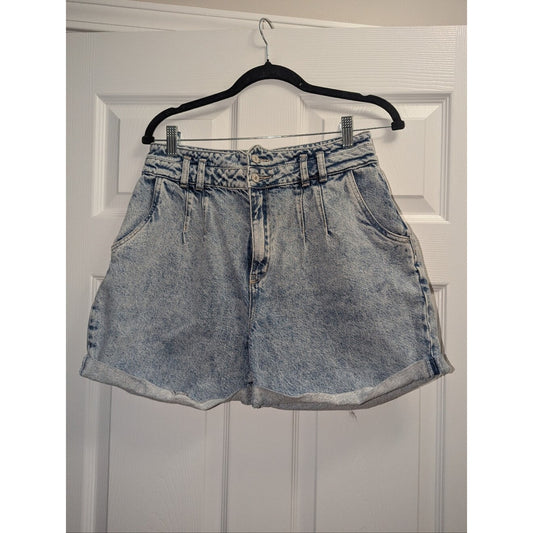 NAF NAF Paris Denim Shorts Women’s Size 10 High Rise Acid Wash Cuffed Jean Short