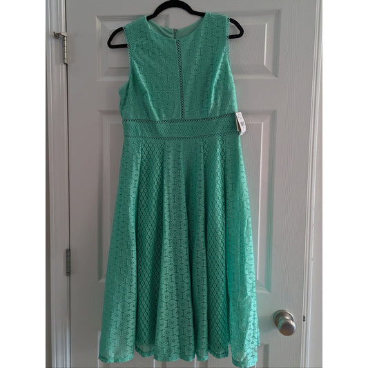 NWT Danny & Nicole Women’s 8P Mint Green Lace Fit & Flare Dress Sleeveless Petit
