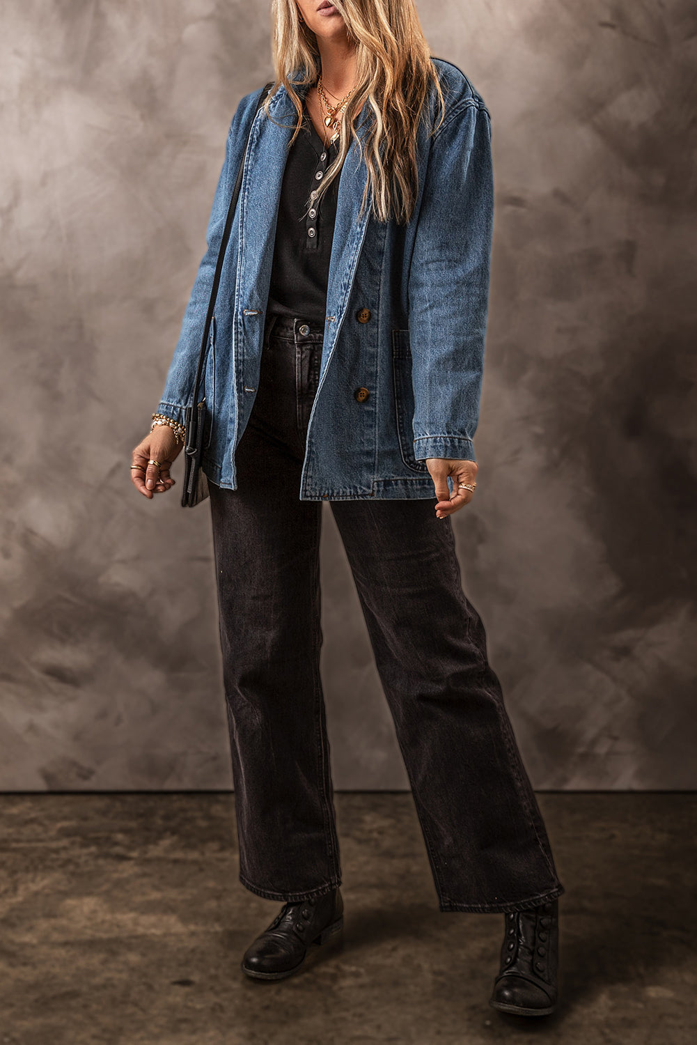 Sail Blue Side Pockets Lapel Collar Denim Jacket - Scarlett's Riverside Boutique 