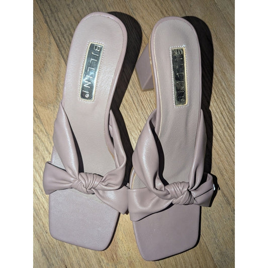 Billini Una Blush Pink Knot Slide Heels Women’s Square Toe Mule Sandals Sz 8