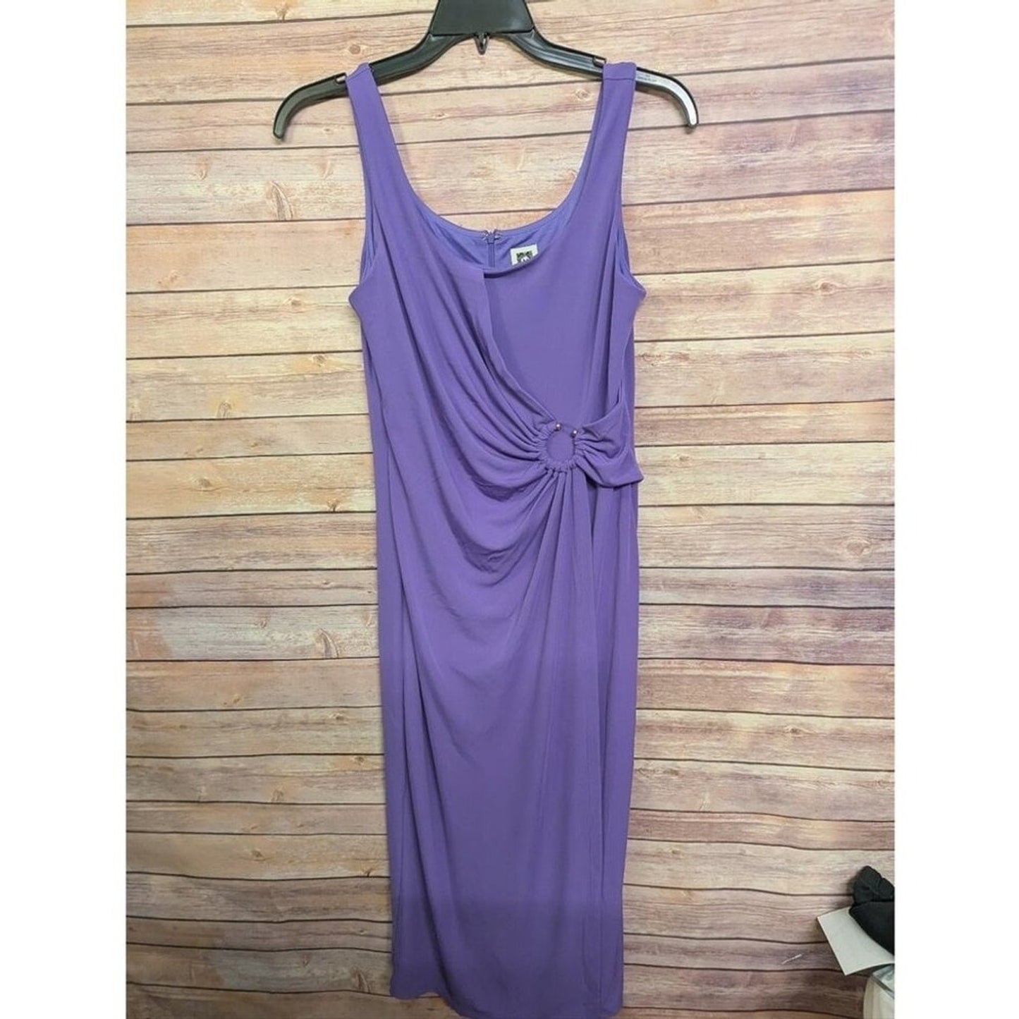 NWT Anne Klein Passion Purple Maxi Dress Size M Sleeveless Draped Evening Dress