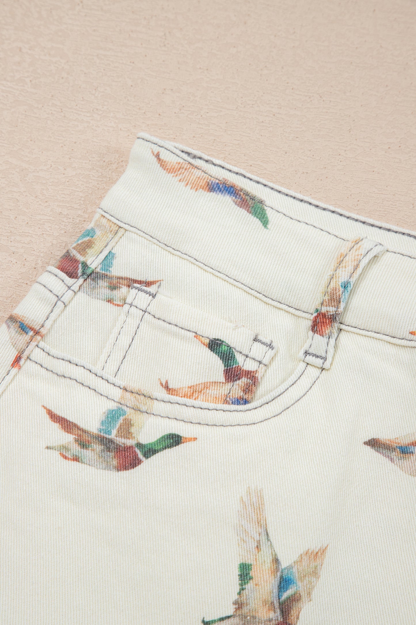Duck Mallard High Waist Frayed Denim Shorts