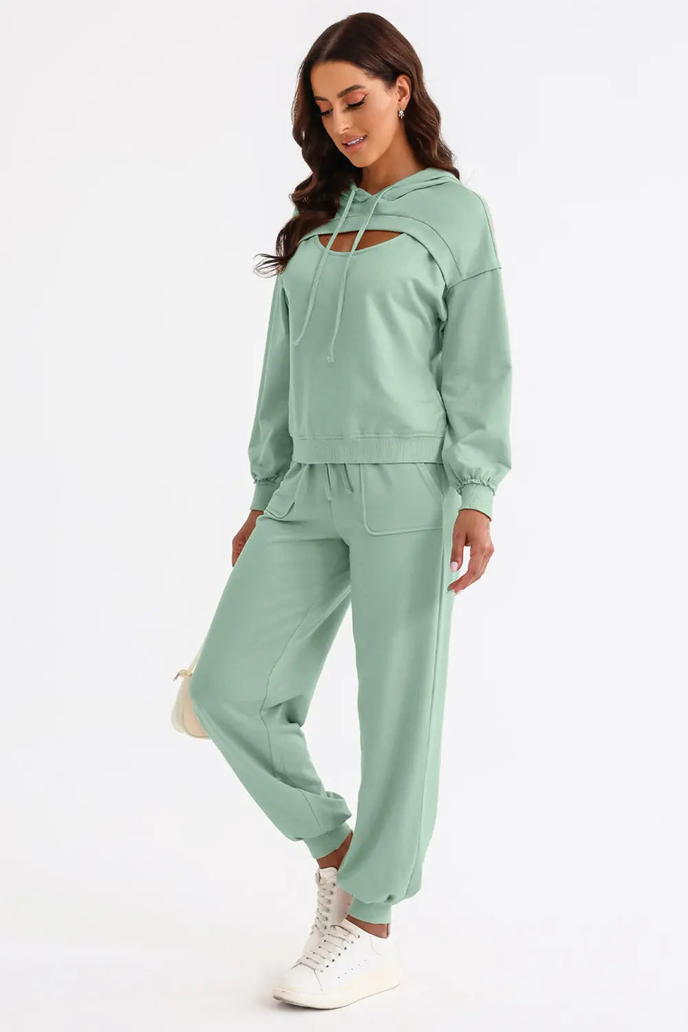 Cutout Drawstring Hoodie and Joggers Active Set - Scarlett's Riverside Boutique 