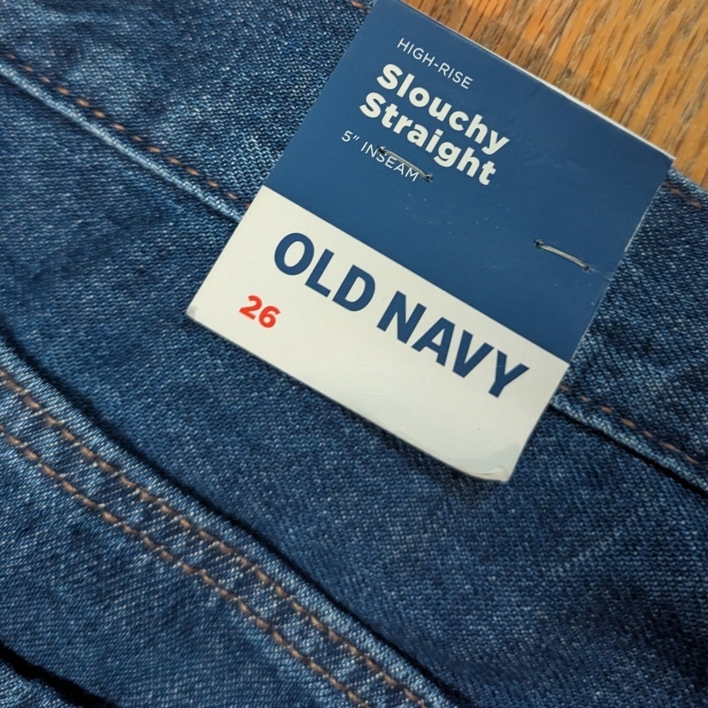NWT Old Navy Slouchy Straight Jean Shorts Size 3xl Blue Denim Raw Hem Mid Rise