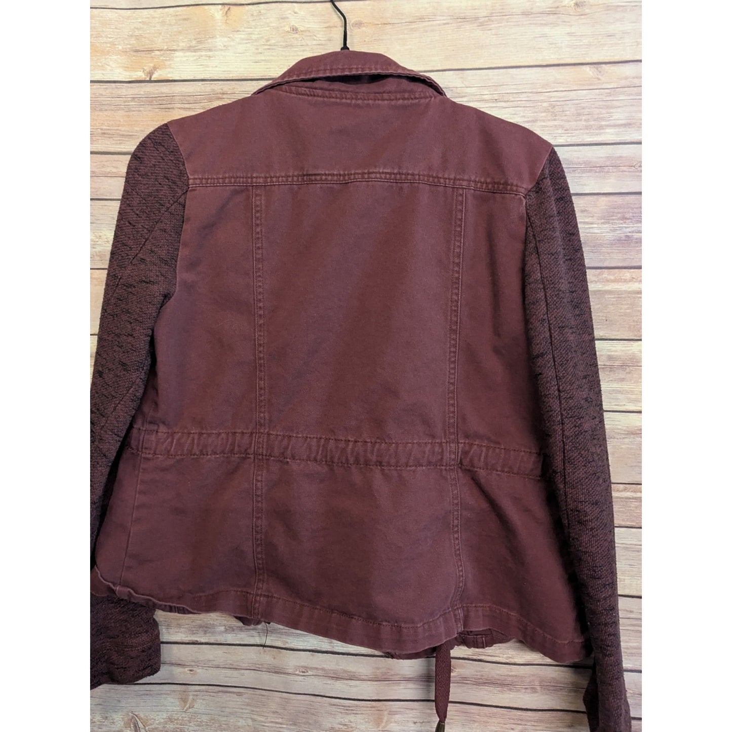 Ashley Utility Jacket Women’s Medium Burgundy Knit Sleeve Zip Military Anorak