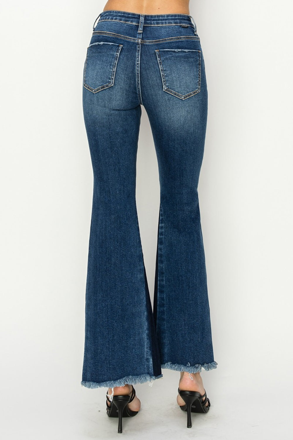 RISEN Full Size High Rise Side Shadow Seam Detail Slit Flare Jeans - Scarlett's Riverside Boutique 