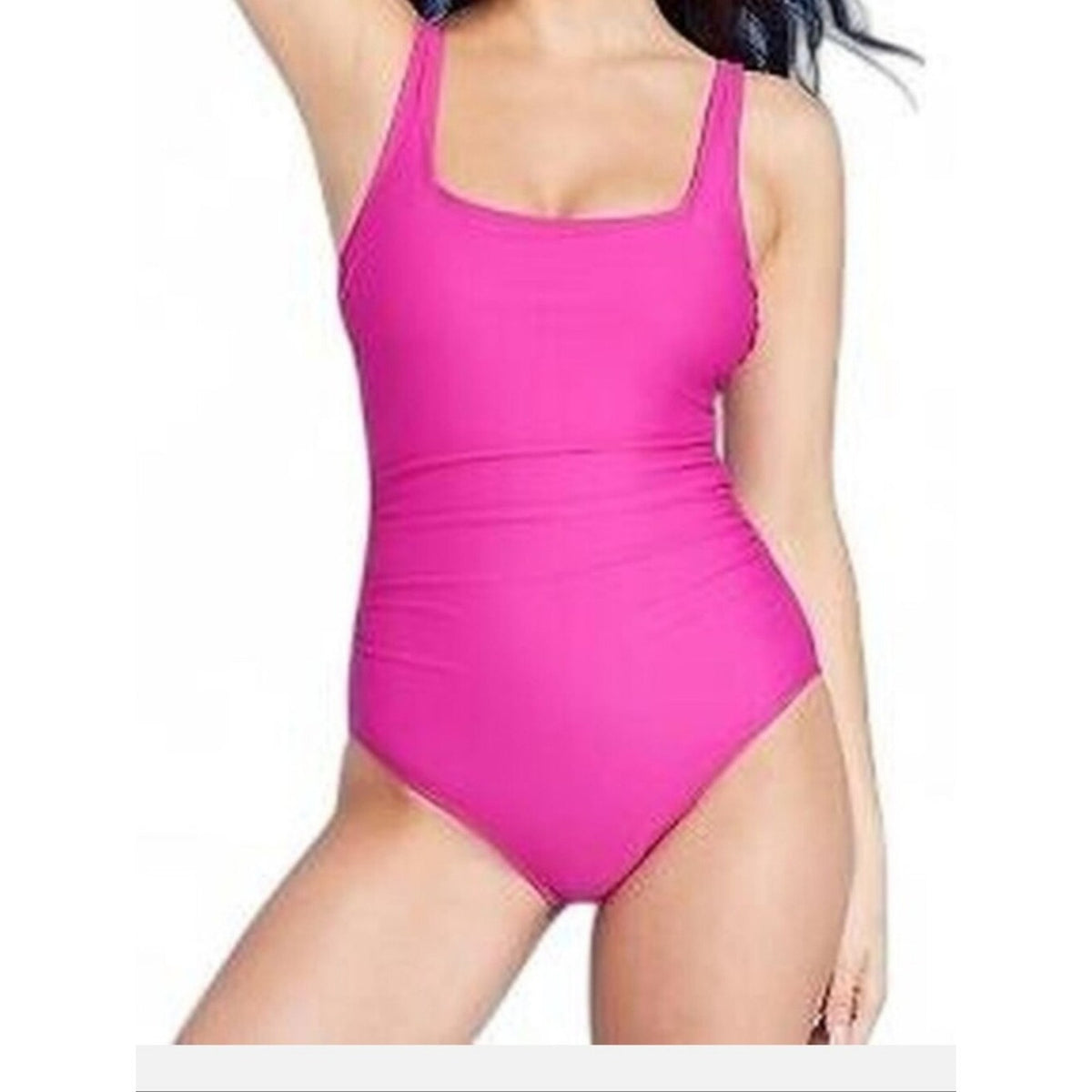 Shade & Shore Hot Pink Square Neck One Piece Swimsuit Women’s XL 16 NWT