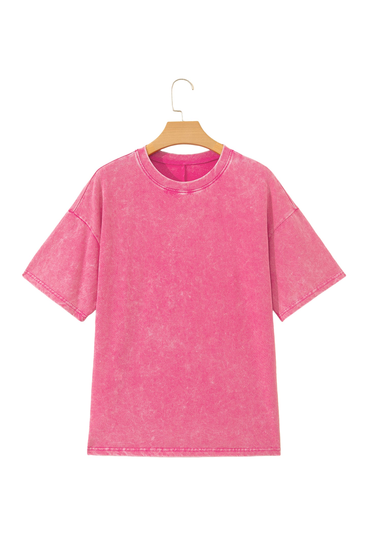 Sachet Pink Mineral Washed Oversized Cotton Tee Womens Casual Short Sleeve Relaxed Top
