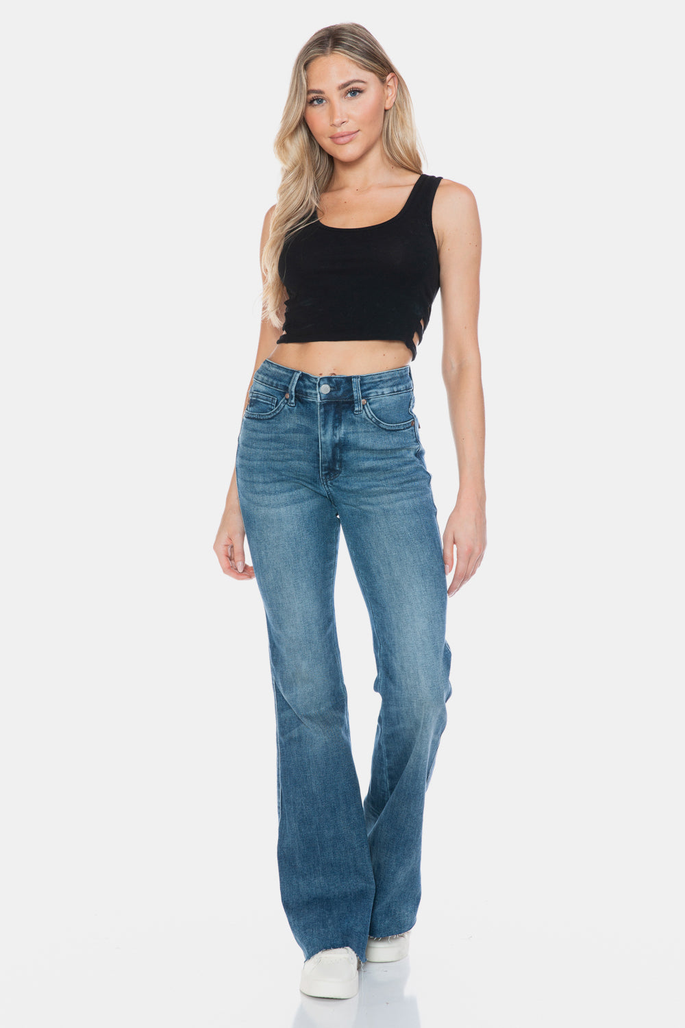 Judy Blue Full Size Tummy Control Cut Hem Flare Jeans - Scarlett's Riverside Boutique 