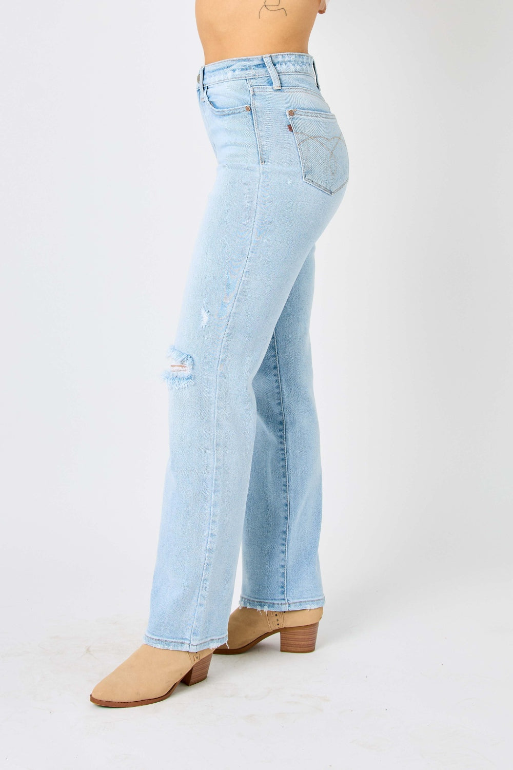 Judy Blue Full Size High Waist Distressed Straight Jeans - Scarlett's Riverside Boutique 