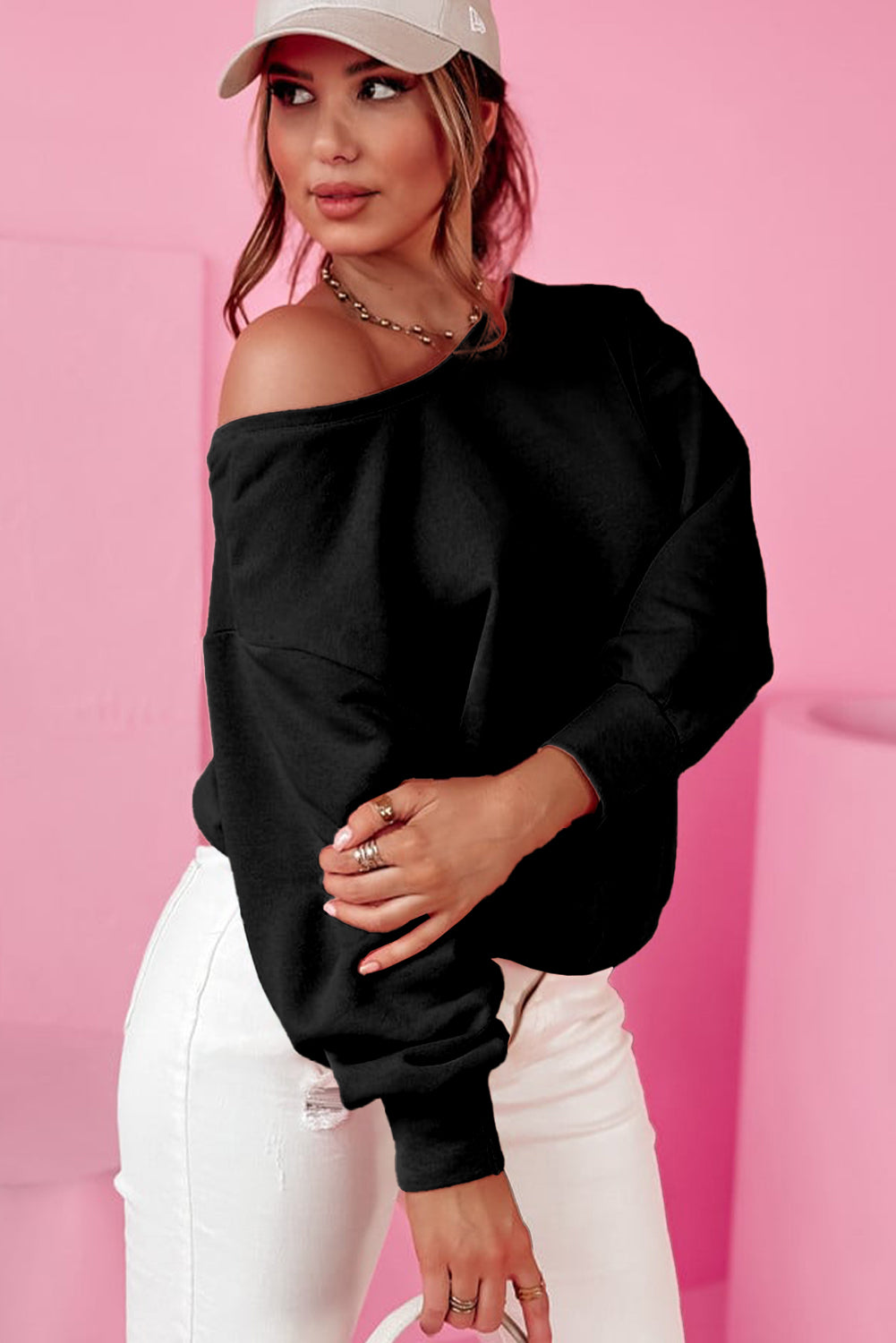 Black Bowknot Dewback Round Neck Sweatshirt - Scarlett's Riverside Boutique 