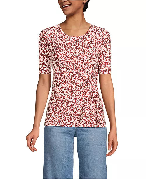 Lands' End Women's Lightweight Jersey Tie Front Top sz XL. #97