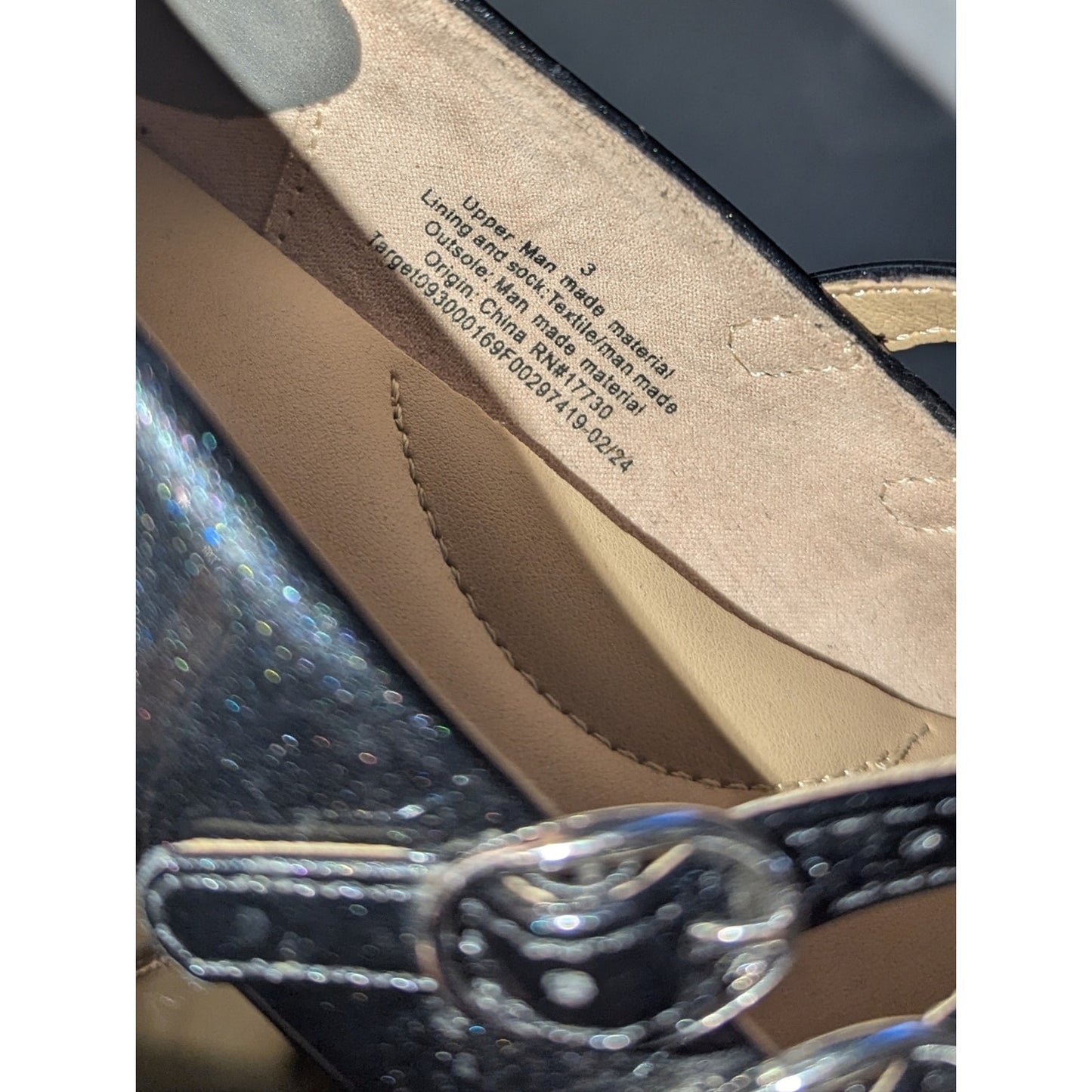Cat & Jack Black Patent Double Strap Mary Jane Flats Girls Size 3 Dress Shoes