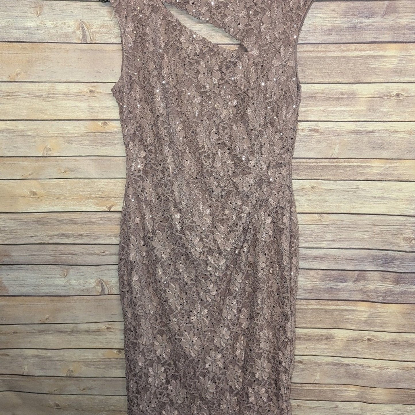 Connected Apparel Lace Sheath Dress Size 8 Pink Blush Sequin Floral Cocktail