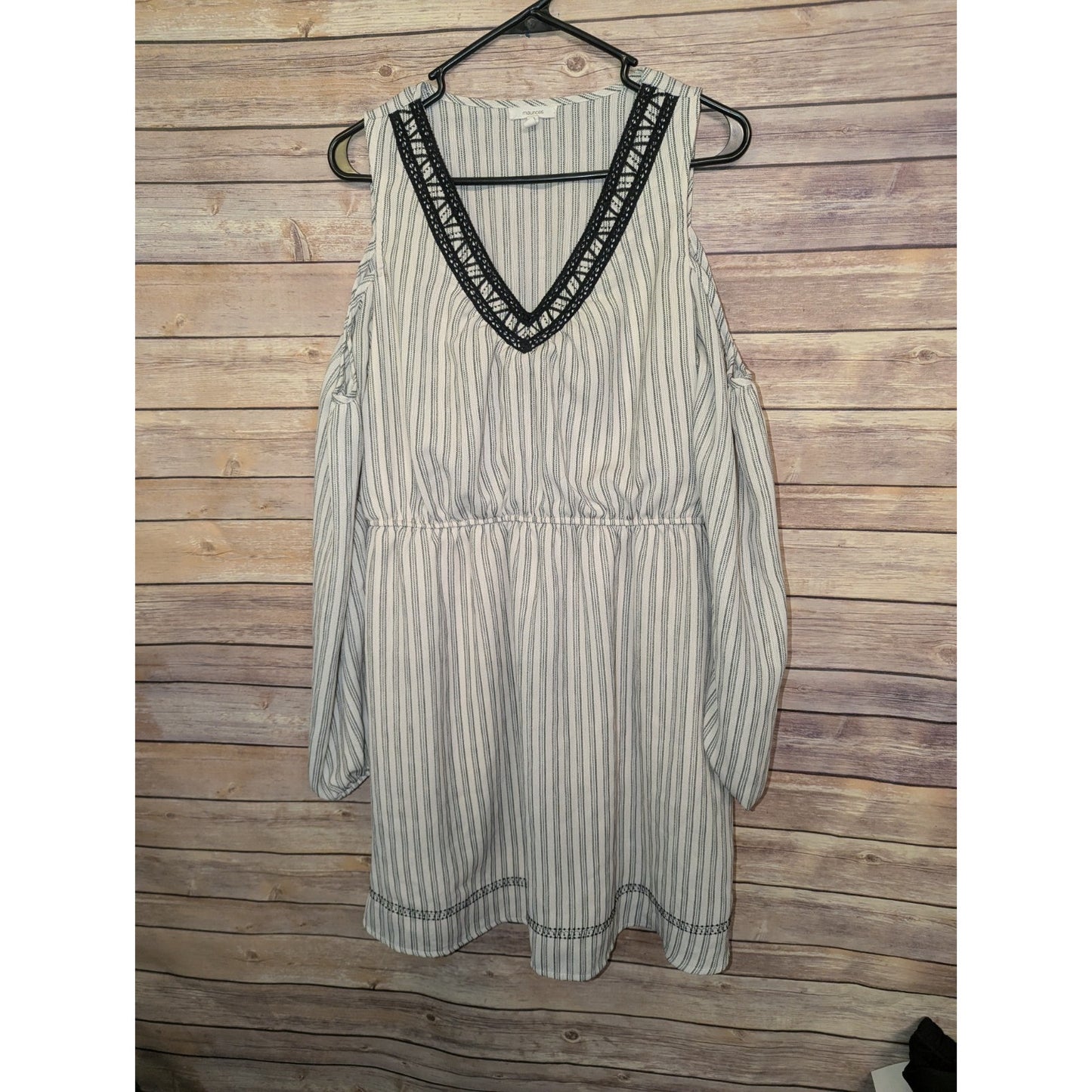 Maurices Small Dress Off Shoulder Boho Peasant Crochet Black White