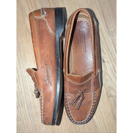 Johnston & Murphy Mens Tassel Loafers Brown Leather Moc Toe Slip On Dress Shoes