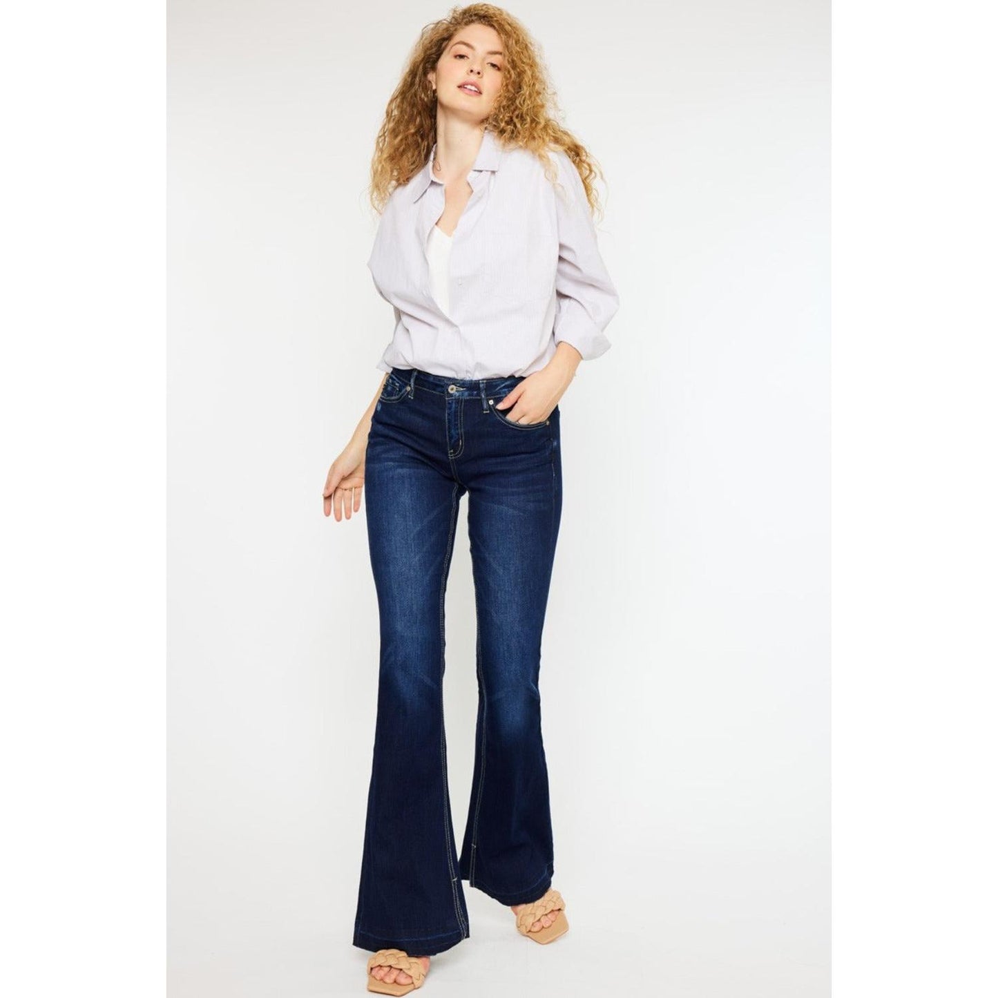 Kancan Mid Rise Slim Flare Jeans