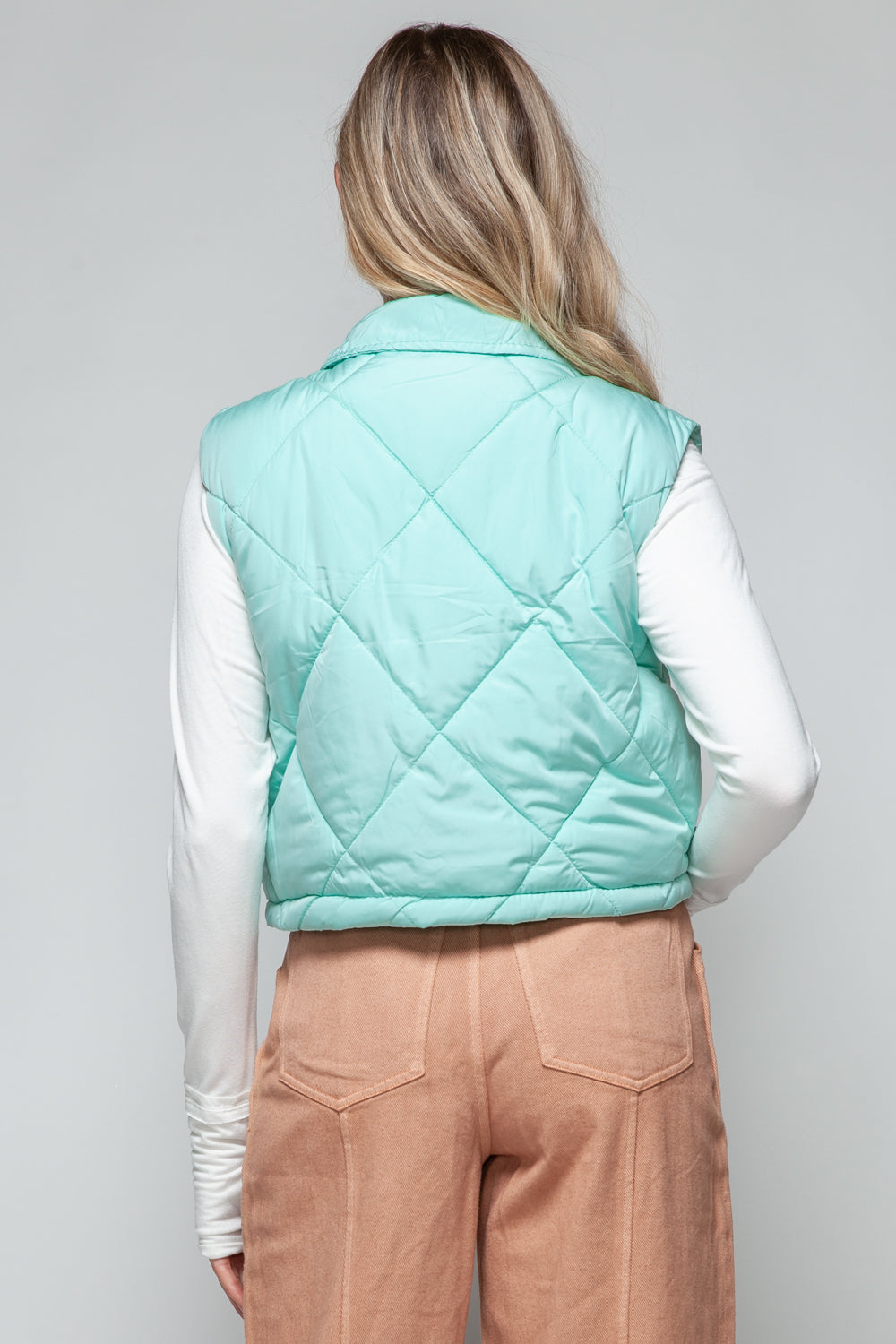 Tiffany Snap Down Quilted Crop Vest