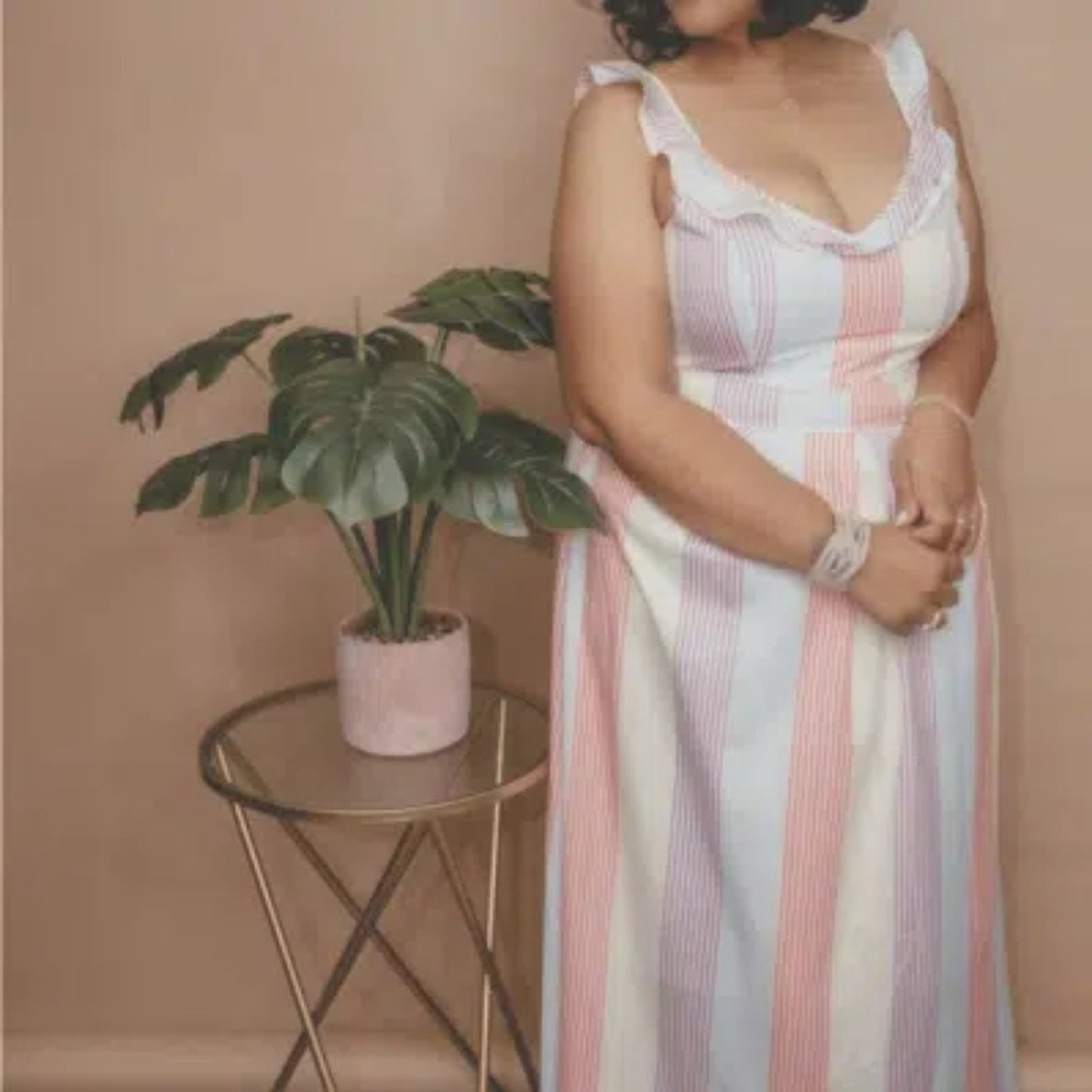 Pastel Stripe Ruffle Strap Maxi Dress – Spring Summer Flowing Dress