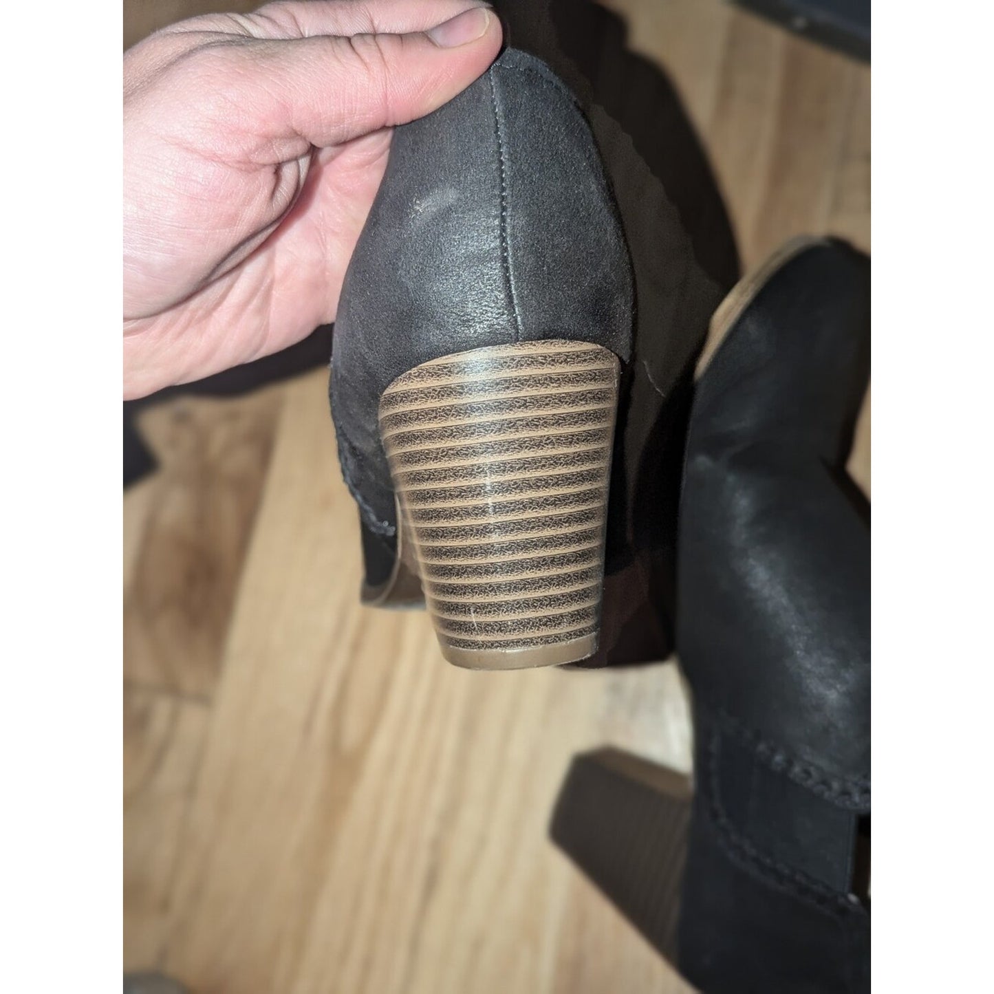LifeStride Flex 10M Black Ankle Booties Memory Foam Block Heel Chelsea Boots