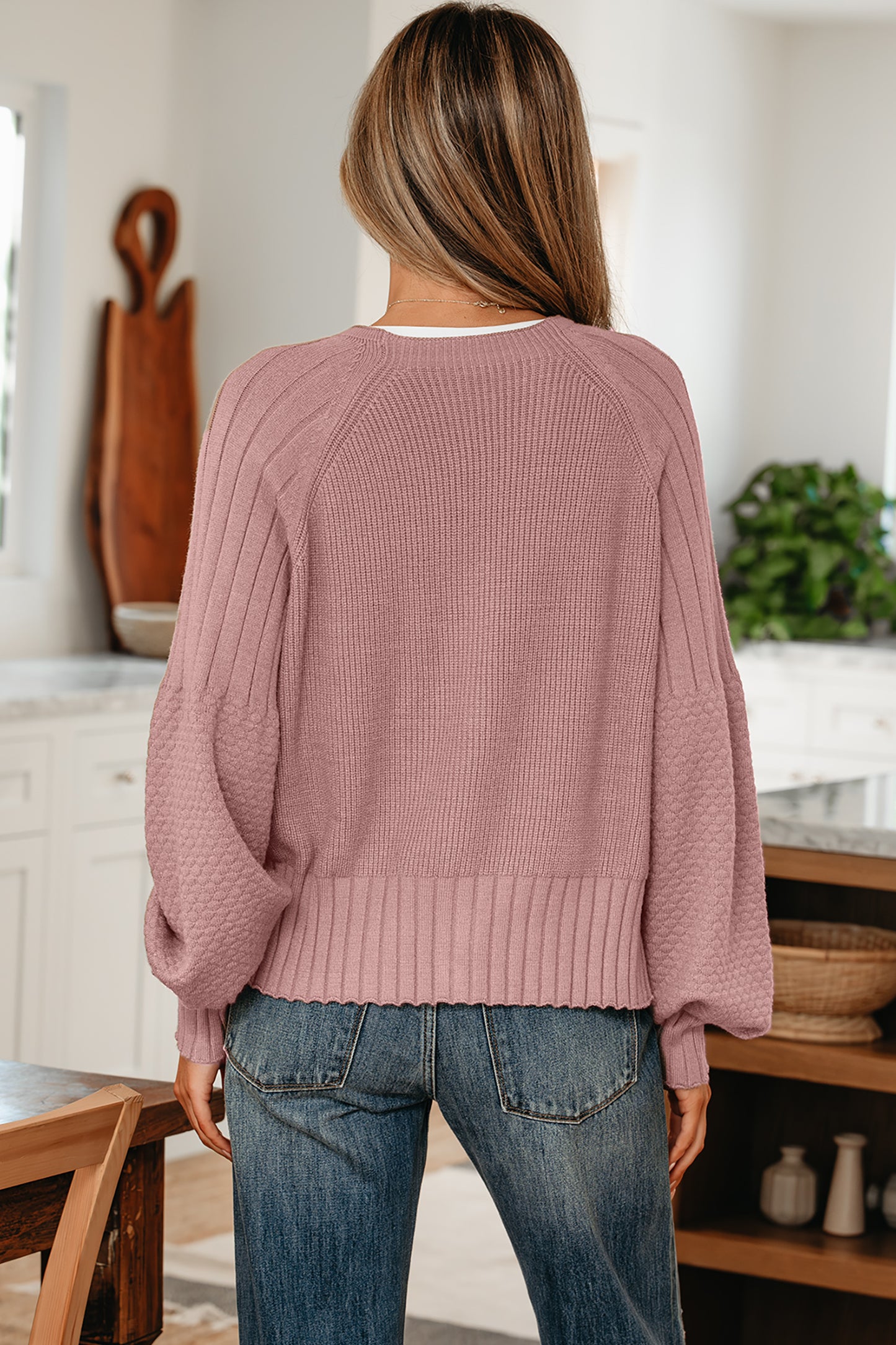 Soft Taupe Balloon-Sleeve Button Cardigan ✨