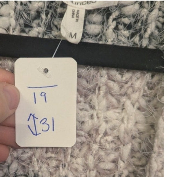Maurices Size M, Chunky Knit Open Front Cardigan – Gray & Cream Striped Cozy.C34