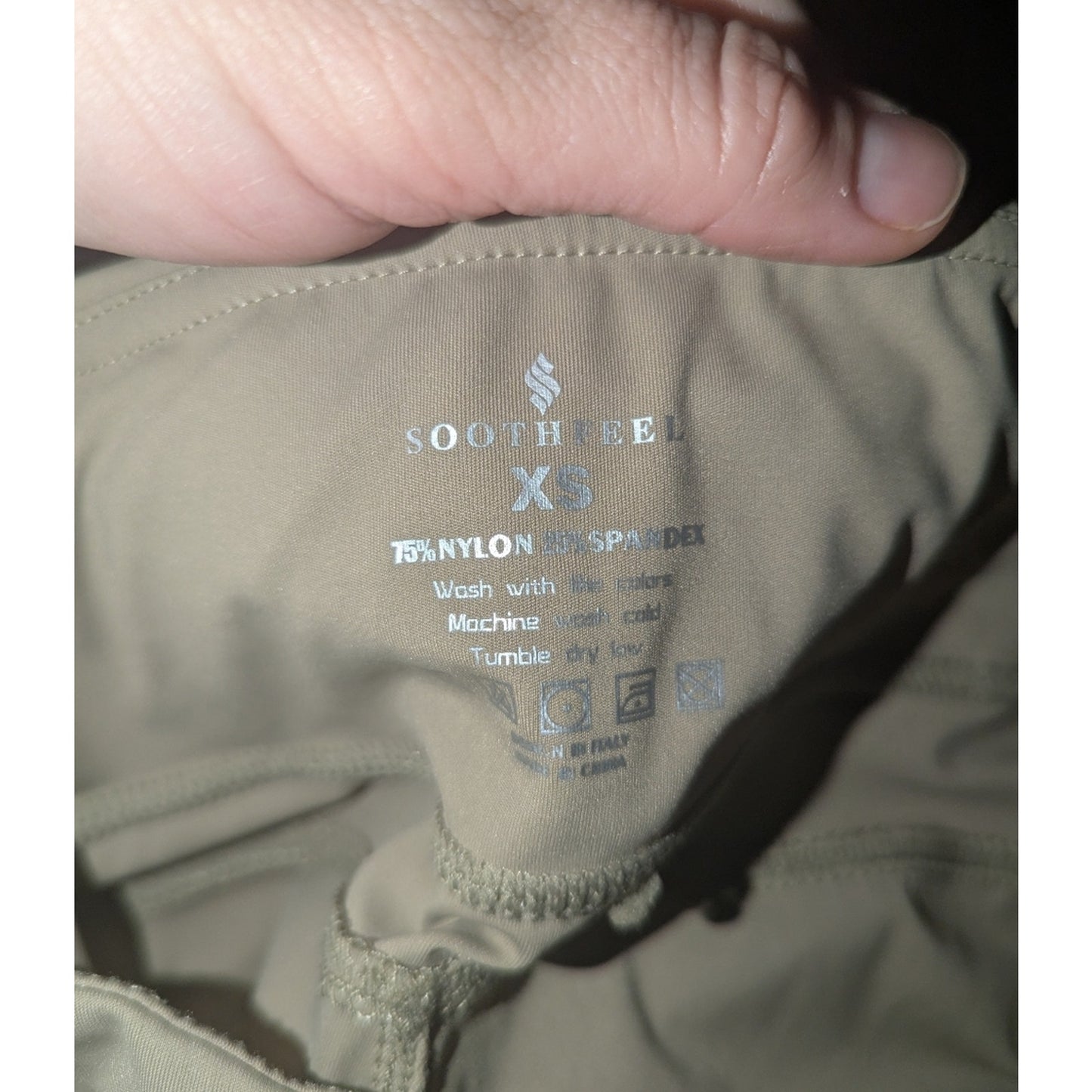 Soothfeel Women’s XS High Waist Utility Leggings Khaki Olive Pocket Yoga Jogger