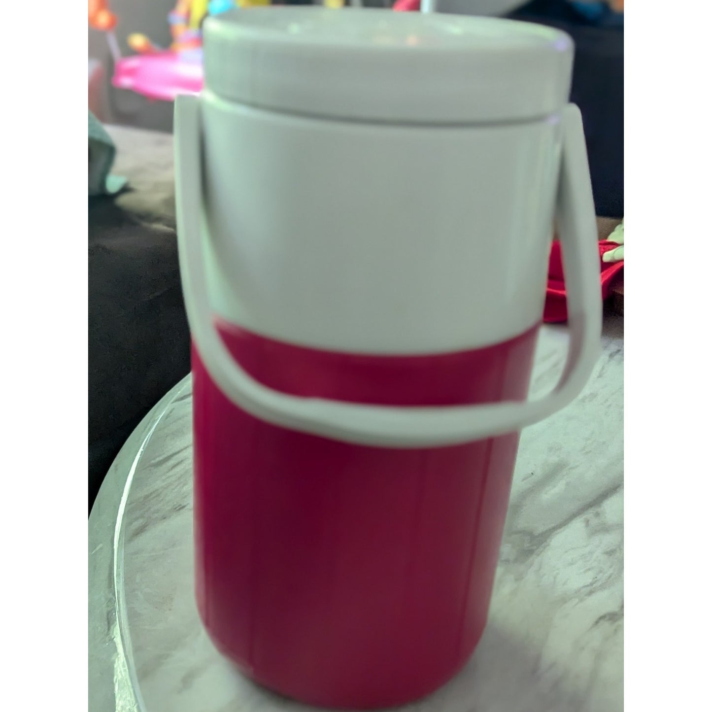 Coleman Red White Insulated Water Jug Cooler Drink Dispenser Handle Lid Vintage