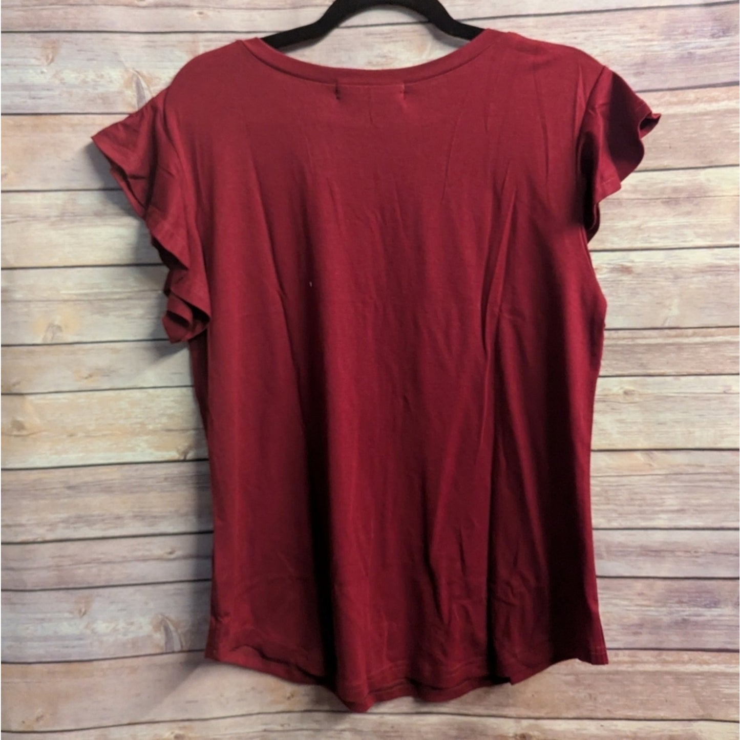 NWTs Burgandy Ruffle Sleeve Top - Red Size M #H14