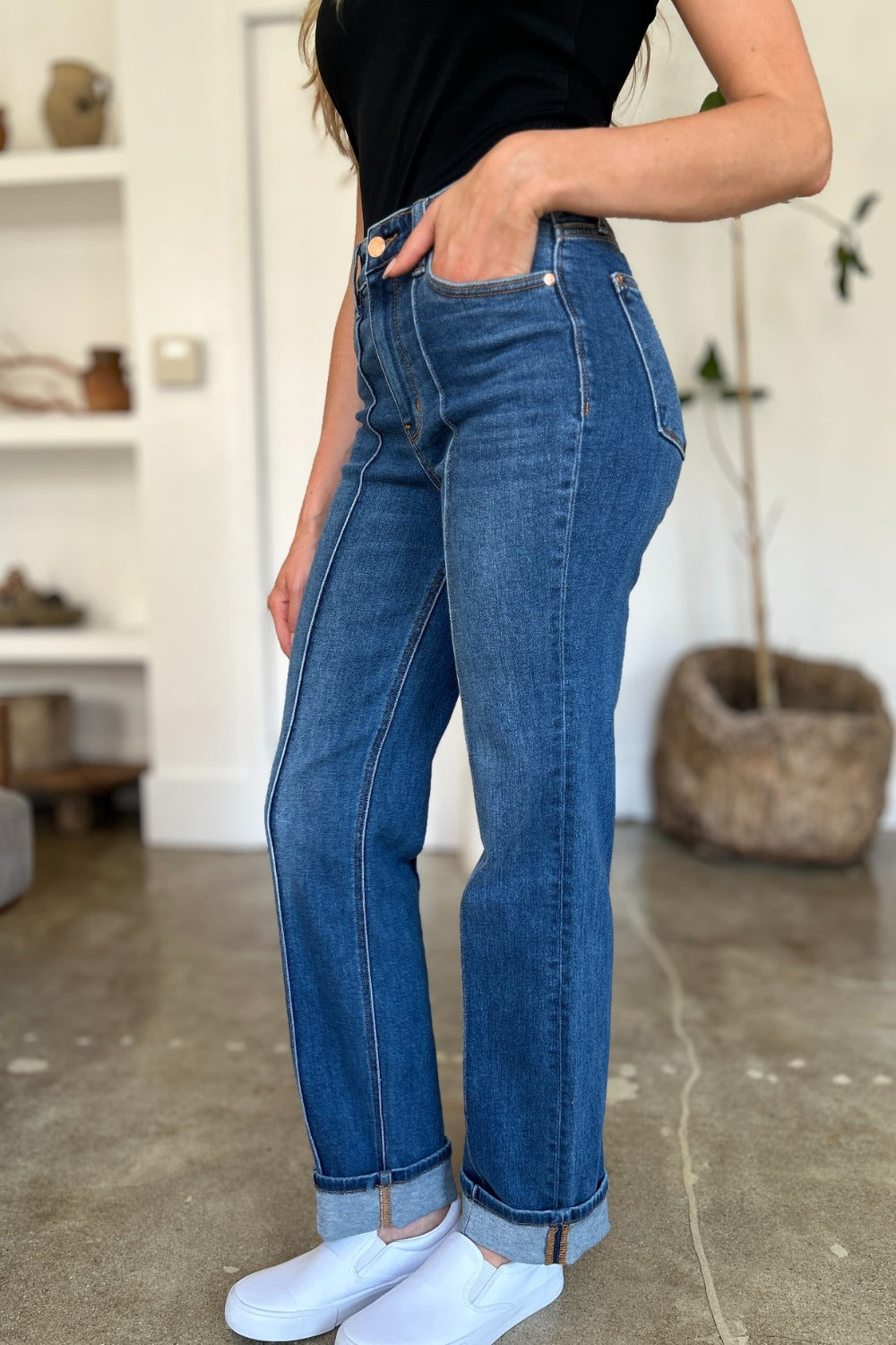 Judy Blue Full Size High Waist, Straight Jeans. 30" inseam - Scarlett's Riverside Boutique 